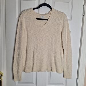 J. Crew Factory Women's V-Neck Cream Sweater Size Large